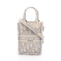 Dior Handbag Book Tote Vertical Mini Phone 2-Way Gray Ivory Canvas Oblique
