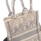 Dior Handbag Book Tote Vertical Mini Phone 2-Way Gray Ivory Canvas Oblique — view 5