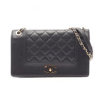 Chanel Shoulder Bag Mademoiselle Quilted Chain Black Lambskin
