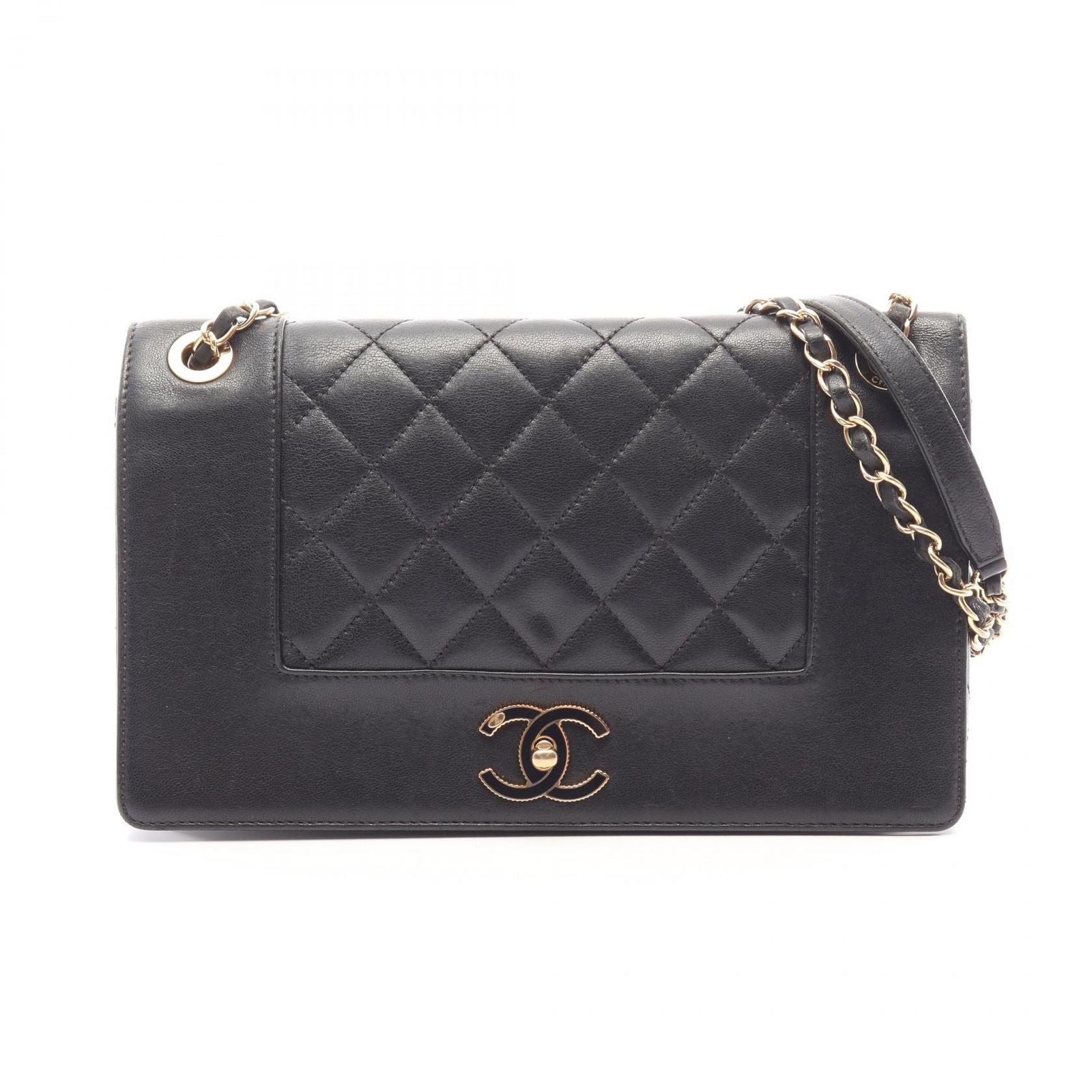 Chanel Shoulder Bag Mademoiselle Quilted Chain Black Lambskin