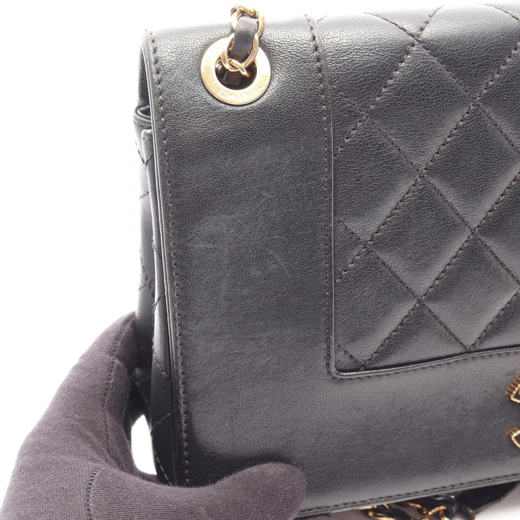Chanel Shoulder Bag Mademoiselle Quilted Chain Black Lambskin — view 8