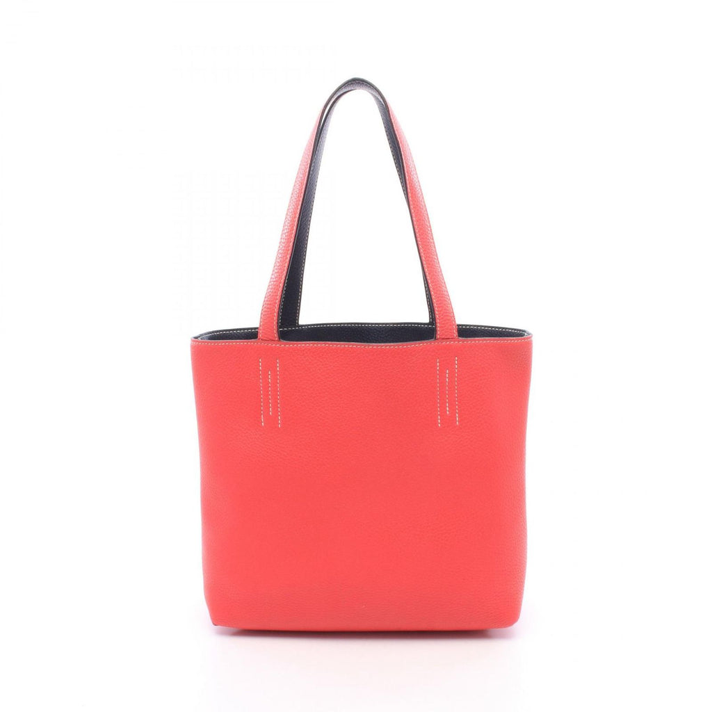 Hermes Tote Bag Double Sens 28 Reversible Rose Blue Leather 28 — view 6