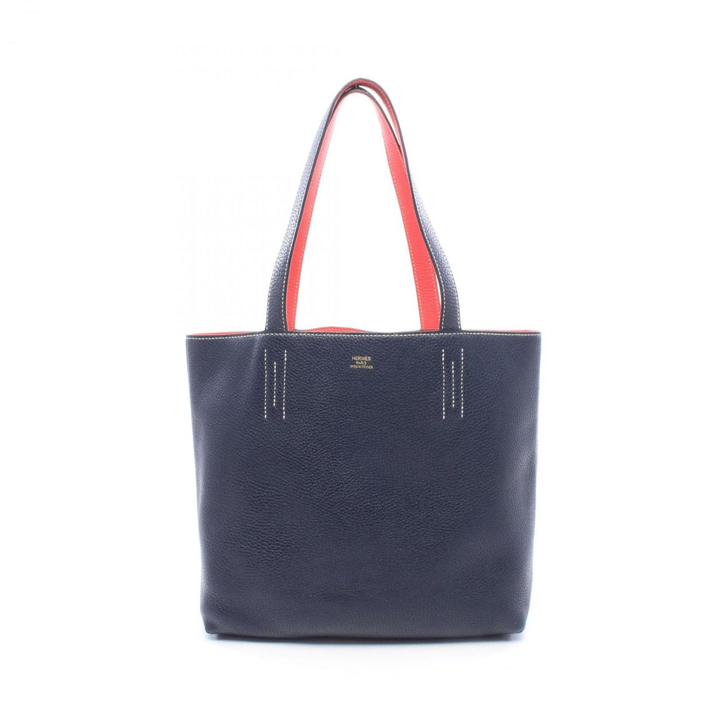 Hermes Tote Bag Double Sens 28 Reversible Rose Blue Leather 28