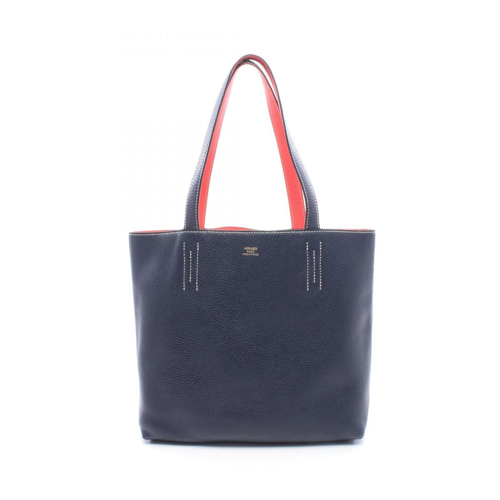 Hermes Tote Bag Double Sens 28 Reversible Rose Blue Leather 28