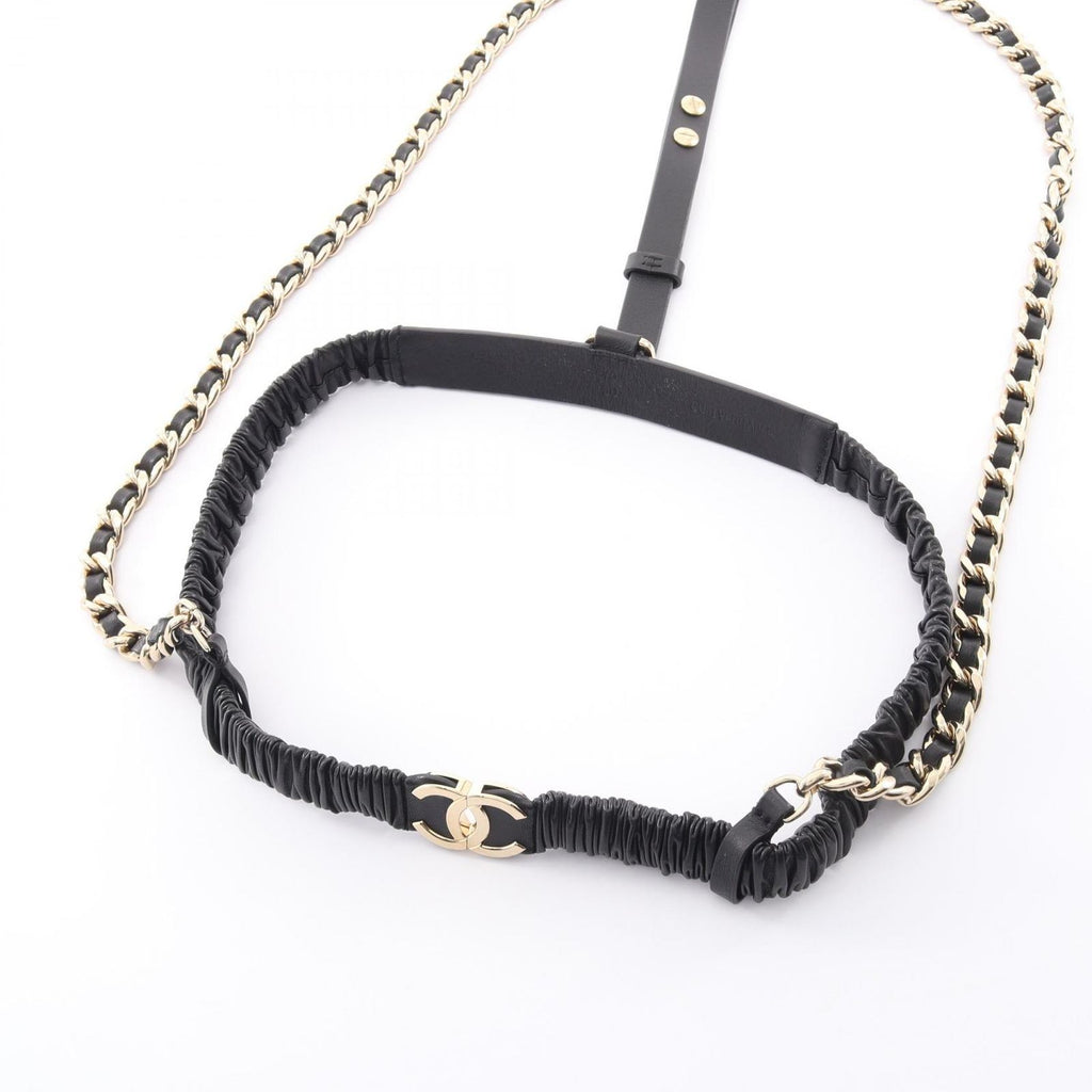 Chanel Suspenders CC Logo Chain Leather — view 7