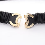 Chanel Suspenders CC Logo Chain Leather — view 6