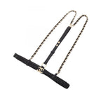 Chanel Suspenders CC Logo Chain Leather