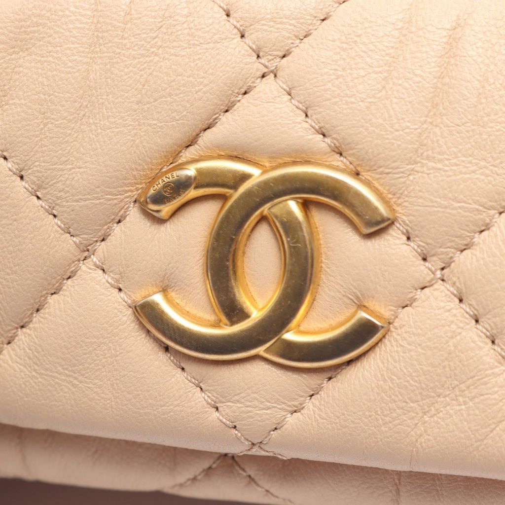Chanel Shoulder Bag Quilted 2-Way Beige Lambskin Small Chain — view 8