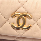 Chanel Shoulder Bag Quilted 2-Way Beige Lambskin Small Chain — view 8
