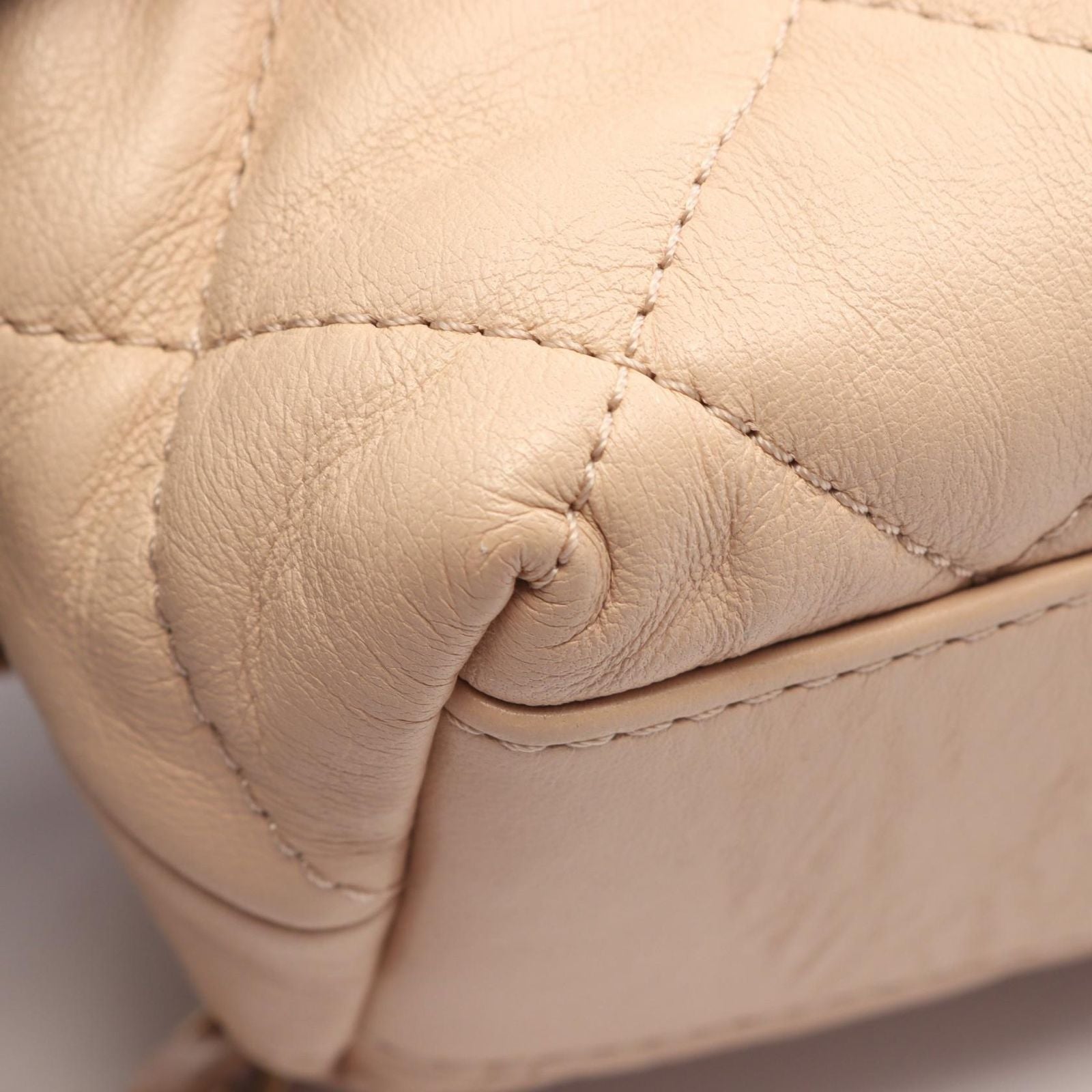 Chanel Shoulder Bag Quilted 2-Way Beige Lambskin Small Chain — view 6
