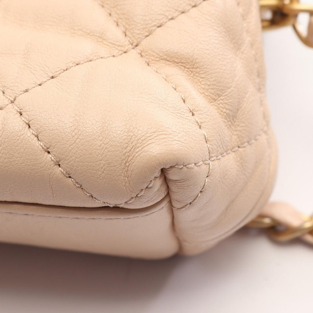 Chanel Shoulder Bag Quilted 2-Way Beige Lambskin Small Chain — view 7