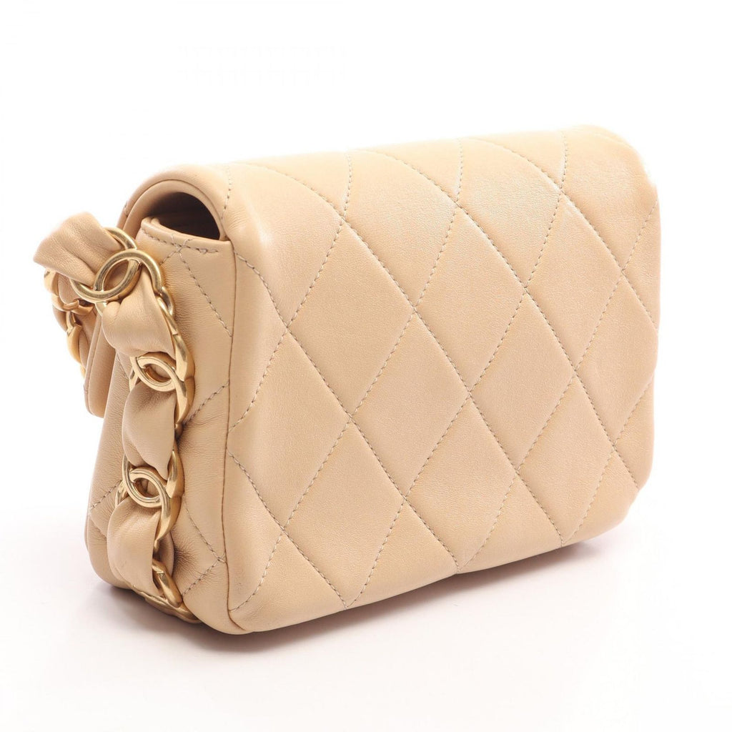 Chanel Shoulder Bag Quilted Beige Lambskin Small Flap Chain — view 2