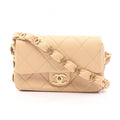Chanel Shoulder Bag Quilted Beige Lambskin Small Flap Chain