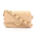 Chanel Shoulder Bag Quilted Beige Lambskin Small Flap Chain