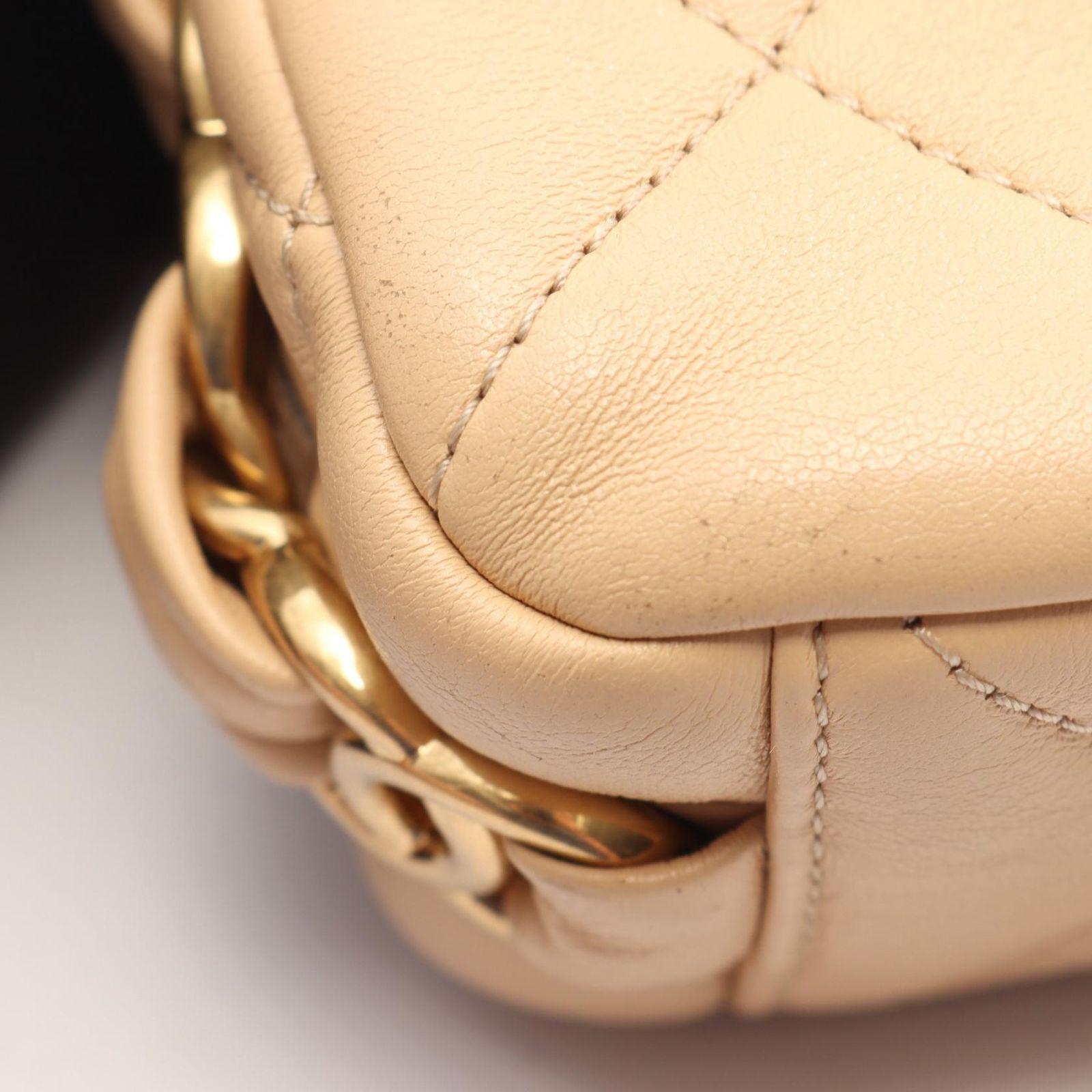 Chanel Shoulder Bag Quilted Beige Lambskin Small Flap Chain — view 6
