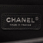 Chanel Shoulder Bag Boy Antique Silver Black Lambskin Chevron V-stitch Chain — view 4