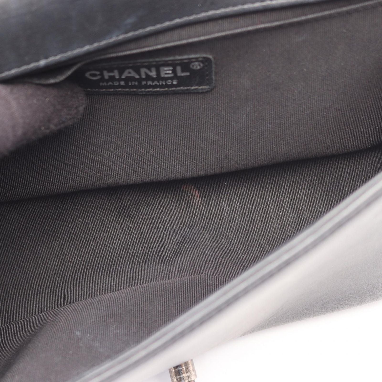 Chanel Shoulder Bag Boy Antique Silver Black Lambskin Chevron V-stitch Chain — view 7