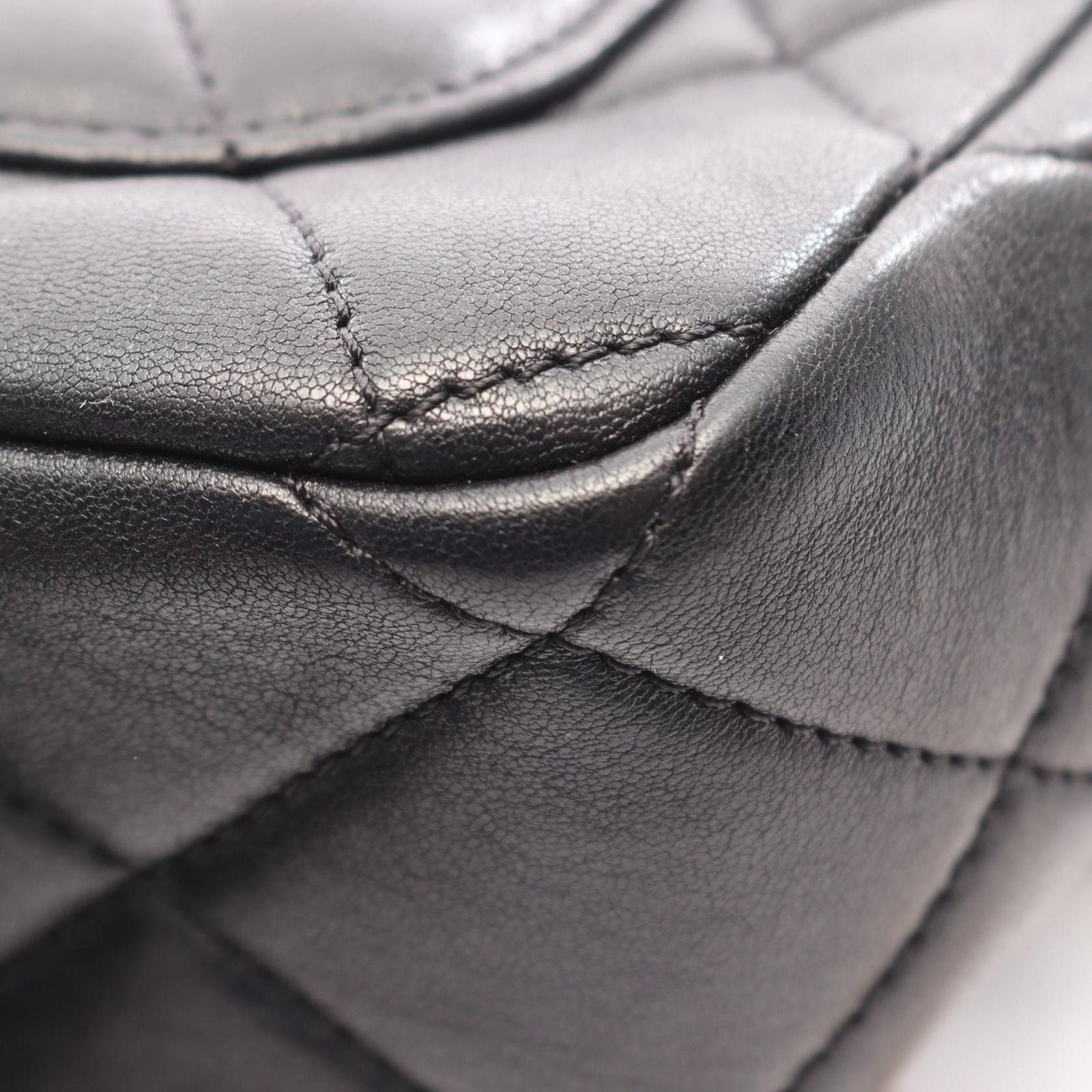Chanel Shoulder Bag Mini Quilted Top Handle 2-Way Black Lambskin Loop Small — view 6