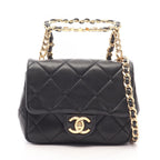 Chanel Shoulder Bag Mini Quilted Top Handle 2-Way Black Lambskin Loop Small