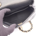 Chanel Shoulder Bag Mini Quilted Top Handle 2-Way Black Lambskin Loop Small — view 3