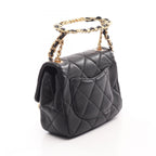 Chanel Shoulder Bag Mini Quilted Top Handle 2-Way Black Lambskin Loop Small — view 2