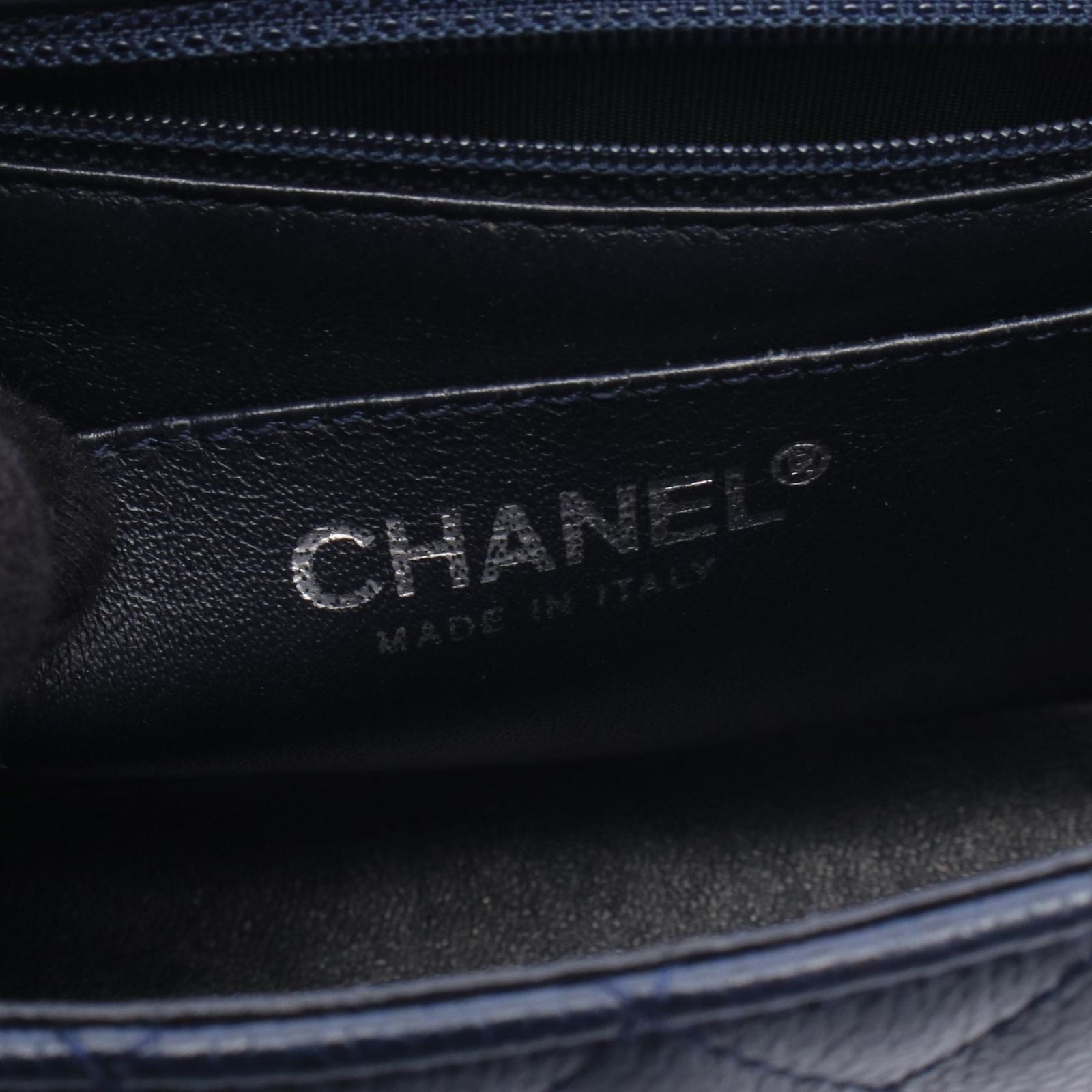 Chanel Shoulder Bag Mini Quilted Navy Caviar Leather Chain — view 4
