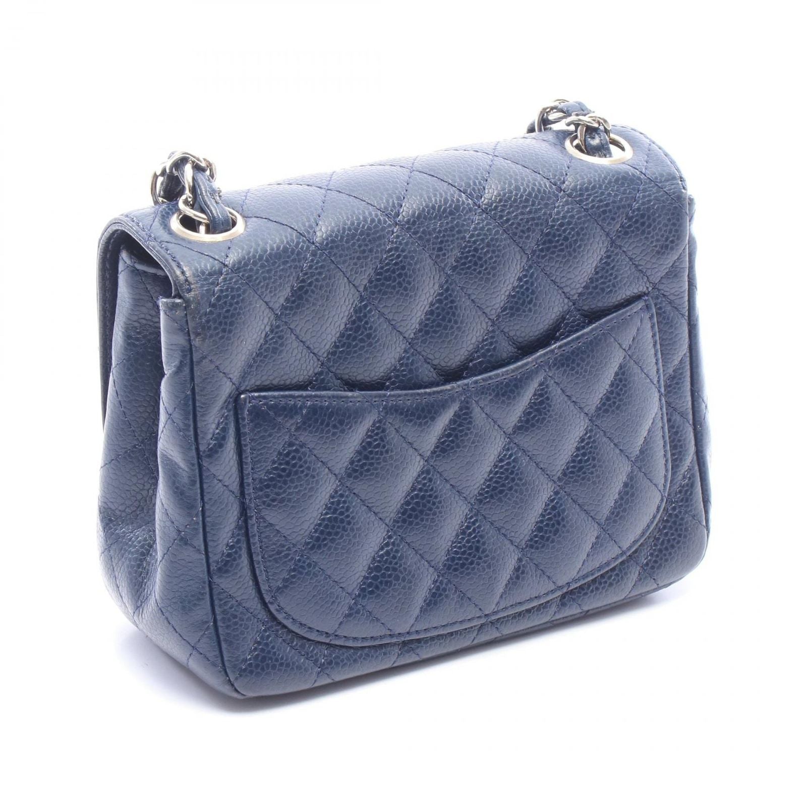 Chanel Shoulder Bag Mini Quilted Navy Caviar Leather Chain — view 2