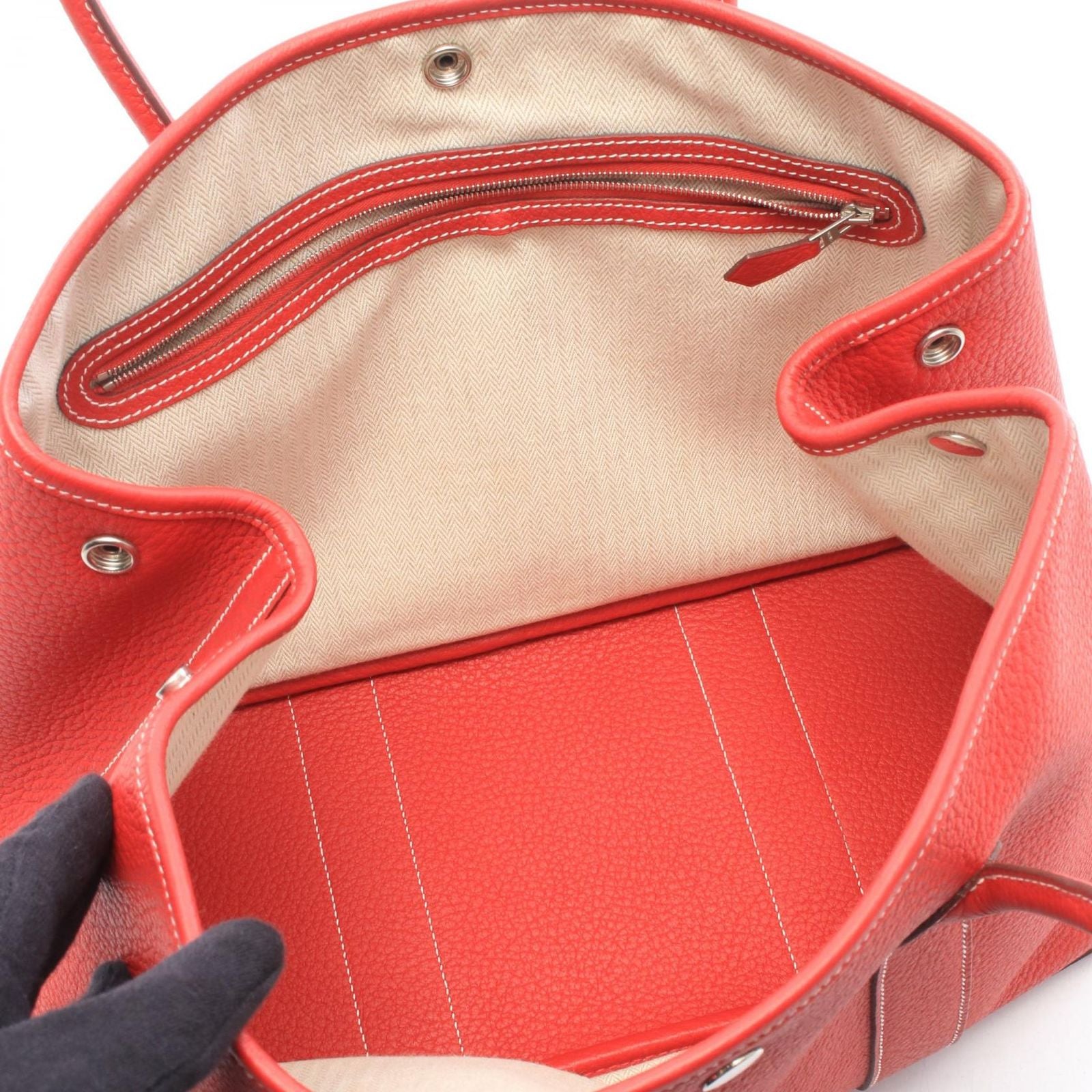 Hermes Tote Bag Garden Party PM Rouge Casaque — view 3