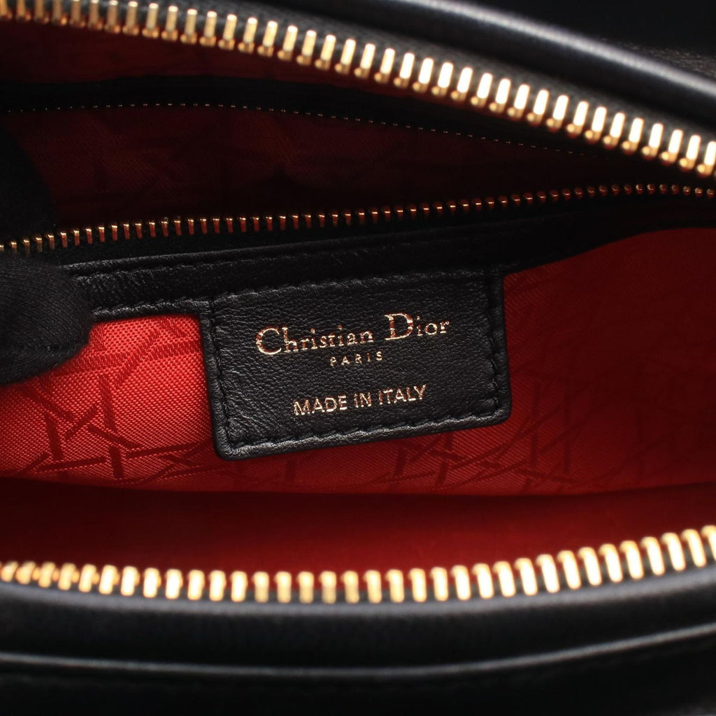 Dior Handbag Lady Dior Large 2-Way Black Leather Cannage Tote — view 4