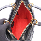 Dior Handbag Lady Dior Large 2-Way Black Leather Cannage Tote — view 3