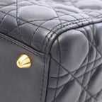 Dior Handbag Lady Dior Large 2-Way Black Leather Cannage Tote — view 7