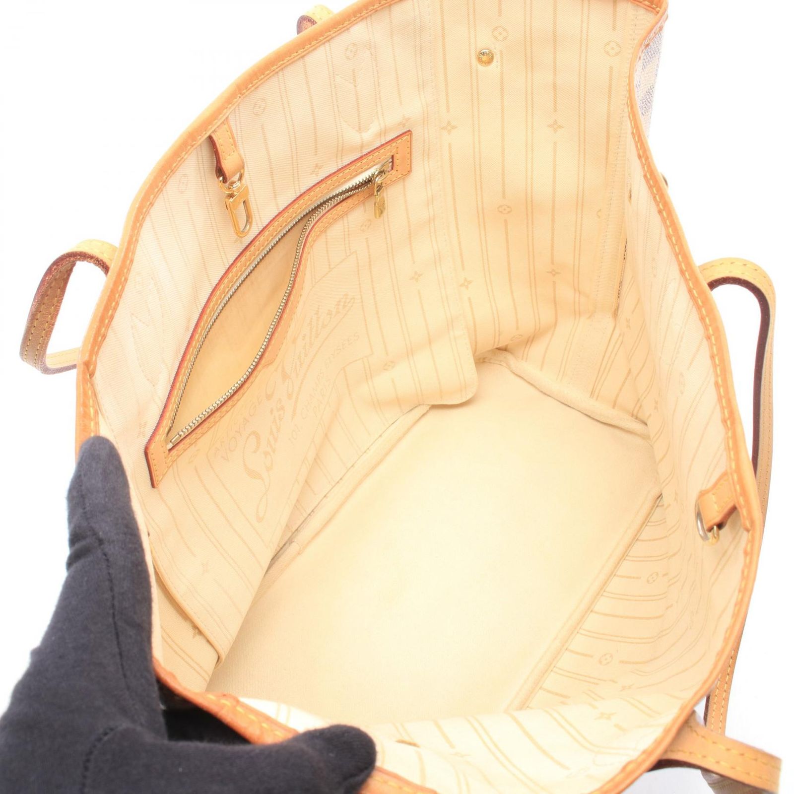 Louis Vuitton Tote Bag Neverfull MM Damier Azur Leather — view 3