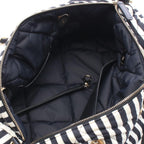 Chanel CC Logo Bowling Bag Stripe 2-Way Black White Nylon Leather Large — view 3