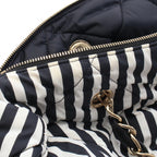 Chanel CC Logo Bowling Bag Stripe 2-Way Black White Nylon Leather Large — view 6