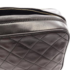 Chanel Shoulder Bag Quilted Black Lambskin Diamond Stitch CC Logo Fringe Chain — view 6
