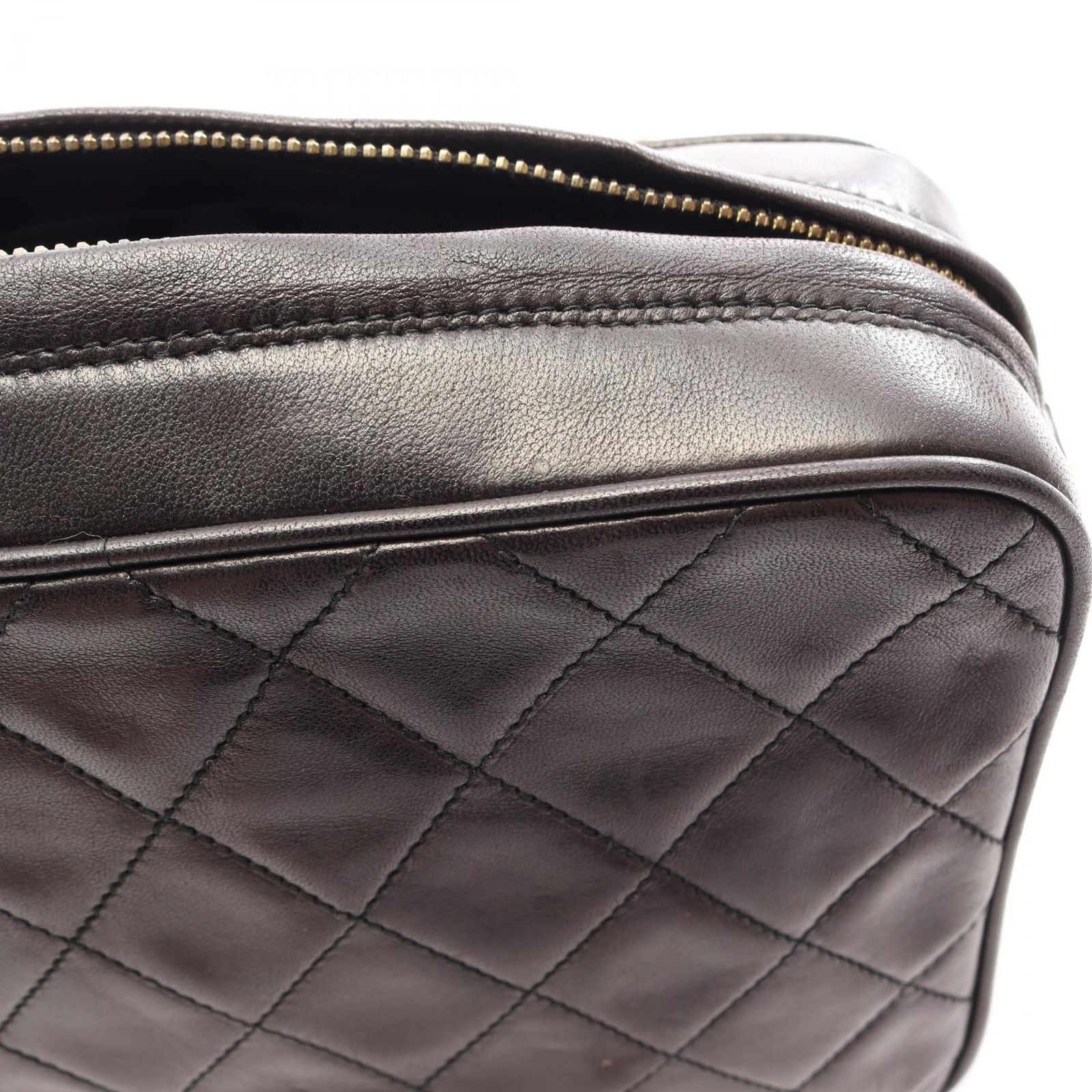 Chanel Shoulder Bag Quilted Black Lambskin Diamond Stitch CC Logo Fringe Chain — view 6