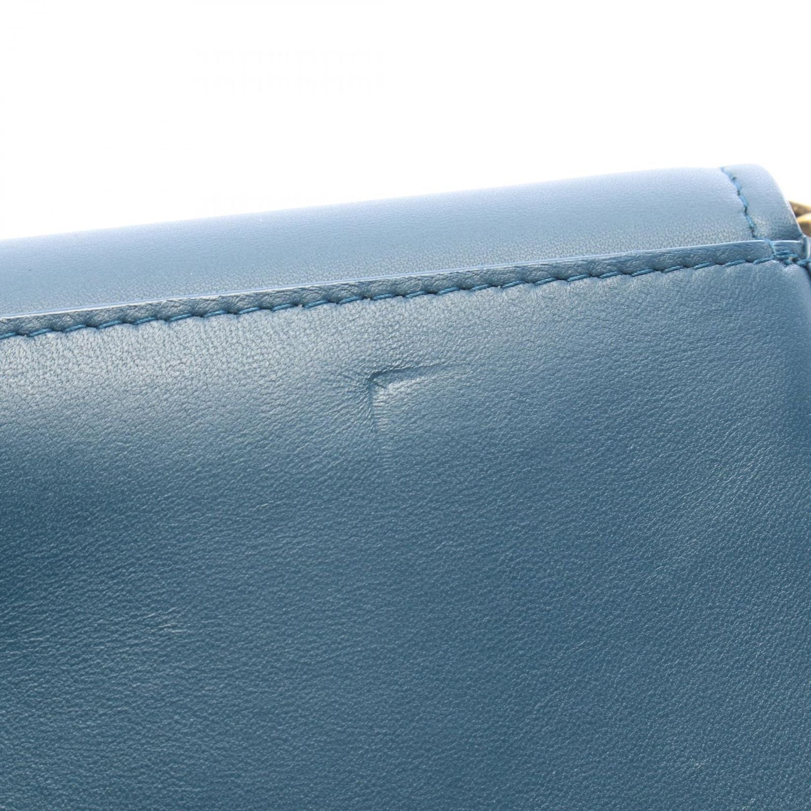 Bottega Veneta Shoulder Bag Intrecciato Blue Lambskin Chain Wallet — view 7