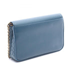 Bottega Veneta Shoulder Bag Intrecciato Blue Lambskin Chain Wallet — view 2