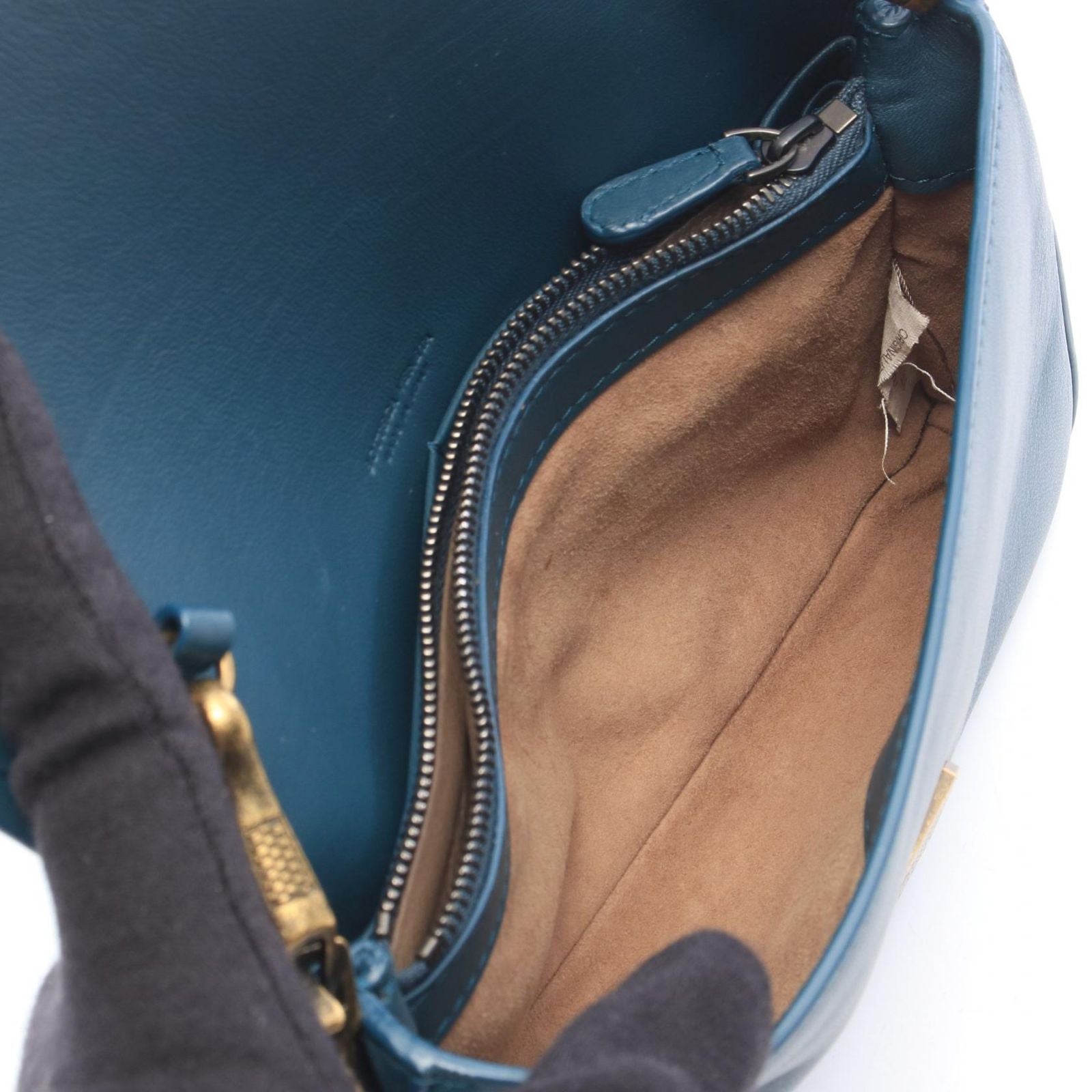 Bottega Veneta Shoulder Bag Intrecciato Blue Lambskin Chain Wallet — view 3
