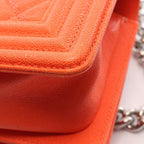 Chanel Shoulder Bag Boy Small Orange Caviar Leather Chain — view 8