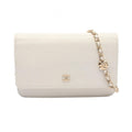 Chanel Shoulder Bag Camellia White Caviar Leather Chain Wallet