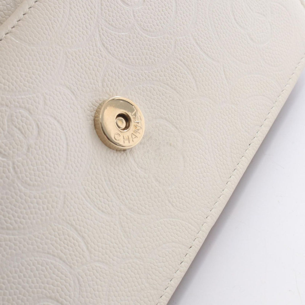 Chanel Shoulder Bag Camellia White Caviar Leather Chain Wallet — view 7