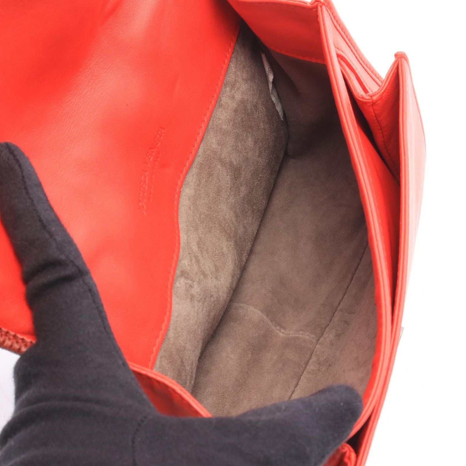 Bottega Veneta Shoulder Bag Intrecciato Red Leather Exotic Chain — view 3
