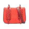 Bottega Veneta Shoulder Bag Intrecciato Red Leather Exotic Chain