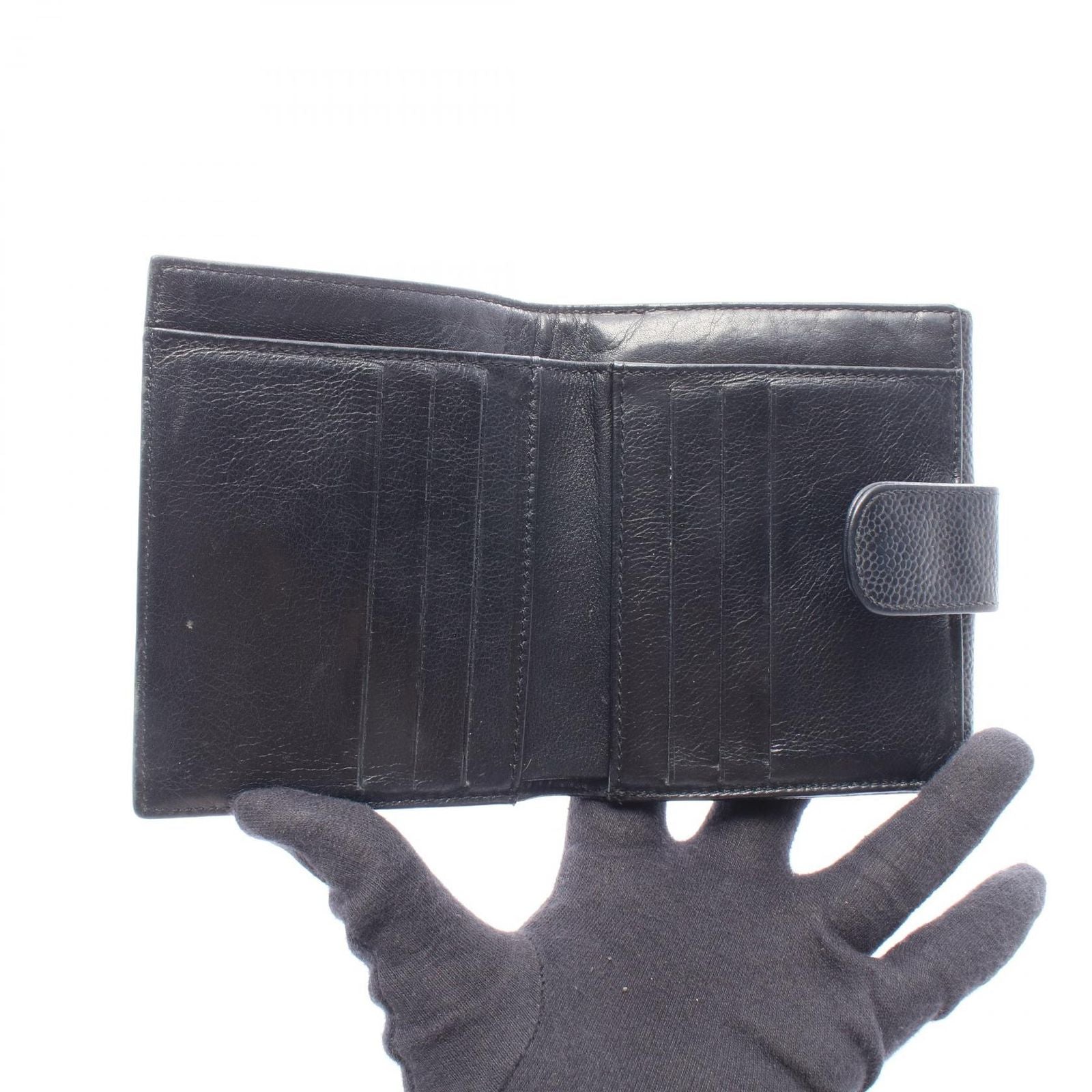 Chanel Bifold Wallet CC Logo Black Caviar Leather — view 3