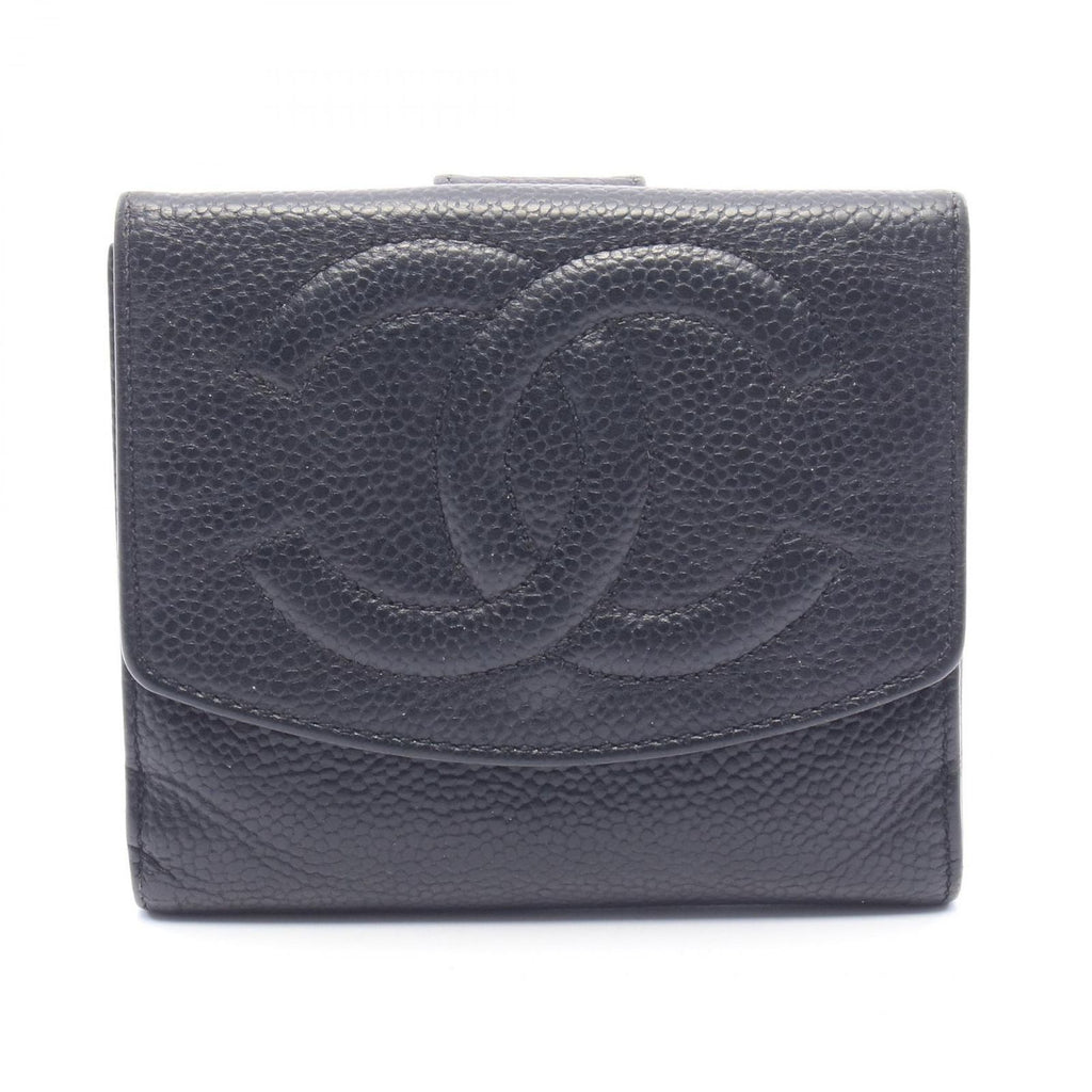 Chanel Bifold Wallet CC Logo Black Caviar Leather