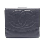 Chanel Bifold Wallet CC Logo Black Caviar Leather