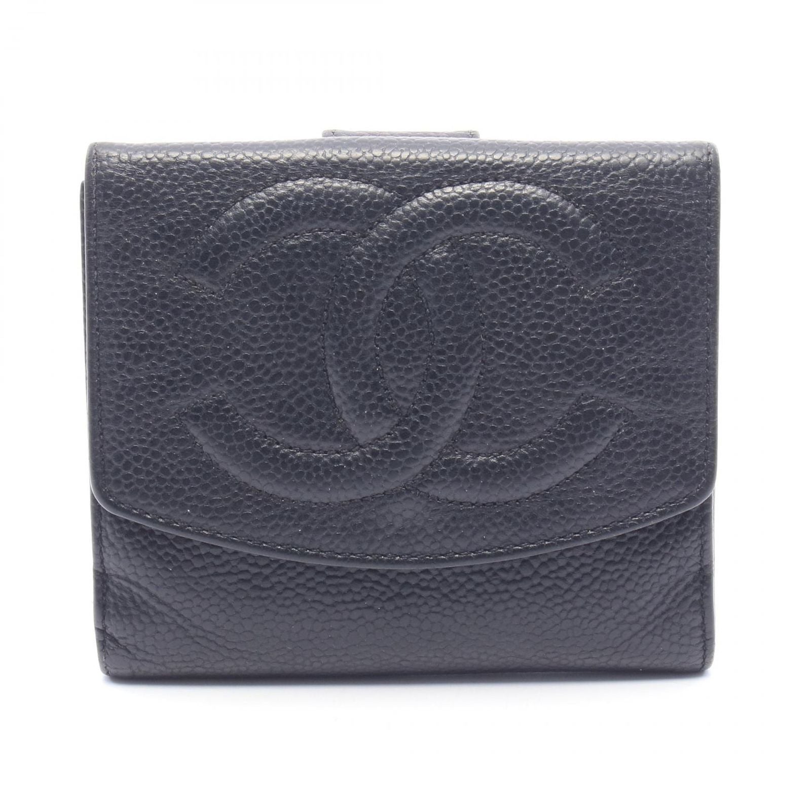 Chanel Bifold Wallet CC Logo Black Caviar Leather