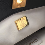 Chanel Shoulder Bag CC Logo Black Gray Fabric Leather — view 5