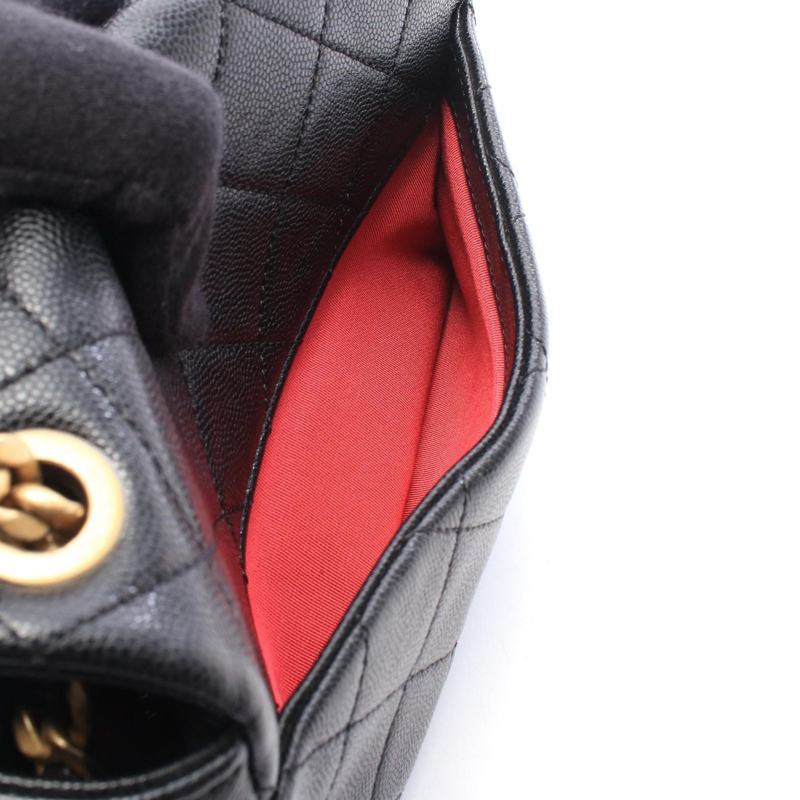 Chanel Shoulder Bag Quilted Black Caviar Leather Small Flap Chain — view 7